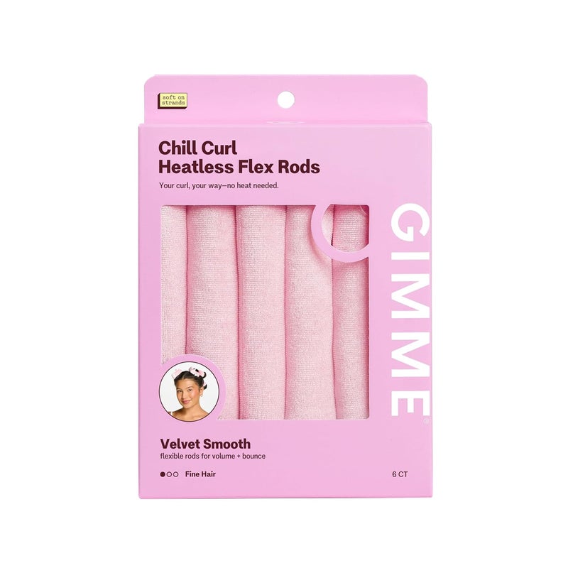 Gimme Beauty Chill Curl Heatless Flex Rods - Gentle & Bendable Hair Rods for Overnight Curls - Bouncy Waves with a Frizz-Free Finish - Snap Closure for Secure Hold - Fine Hair, 6 Count - Image 1