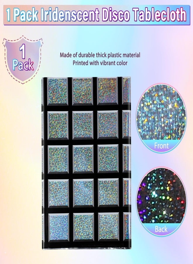 FunnyPars 1 Pack Disco Tablecloth Party Decorations, Shiny Iridescent Disposable Laser Rectangle Table Covers, Silver Plastic Table Cloth for 70s Disco Birthday Theme Party Decorations, 39 x 108Inch - Image 4