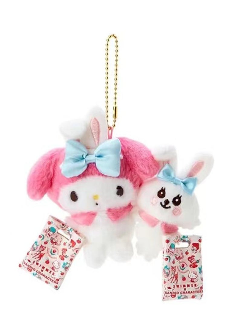 (My Melody) 10cm Cute Siamese Plush Toy Backpack Key Pendant  - Image 1