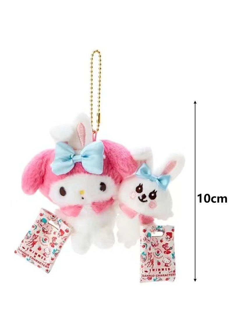 (My Melody) 10cm Cute Siamese Plush Toy Backpack Key Pendant  - Image 2