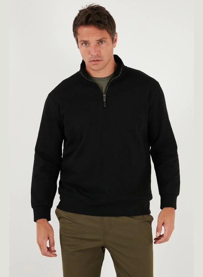 Buratti  Buratti Cotton Regular Fit Half-Zip Stand-Up Collar Sweatshirt Men's SWEAT 5905470 for Men | Best Price UAE