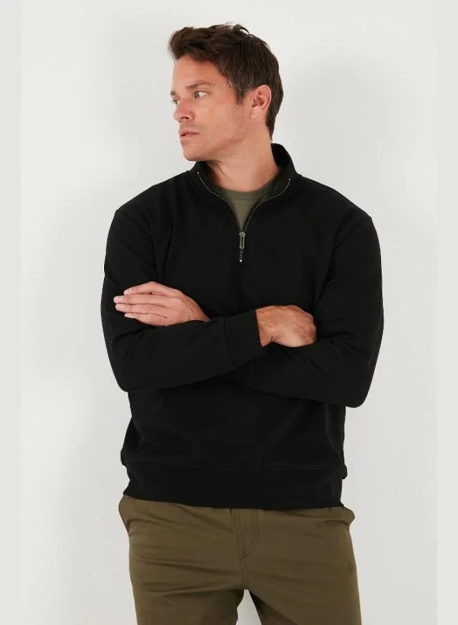 Buratti Buratti Cotton Regular Fit Half-Zip Stand-Up Collar Sweatshirt Men's SWEAT 5905470