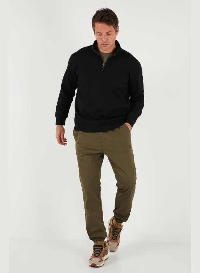 Buratti Buratti Cotton Regular Fit Half-Zip Stand-Up Collar Sweatshirt Men's SWEAT 5905470