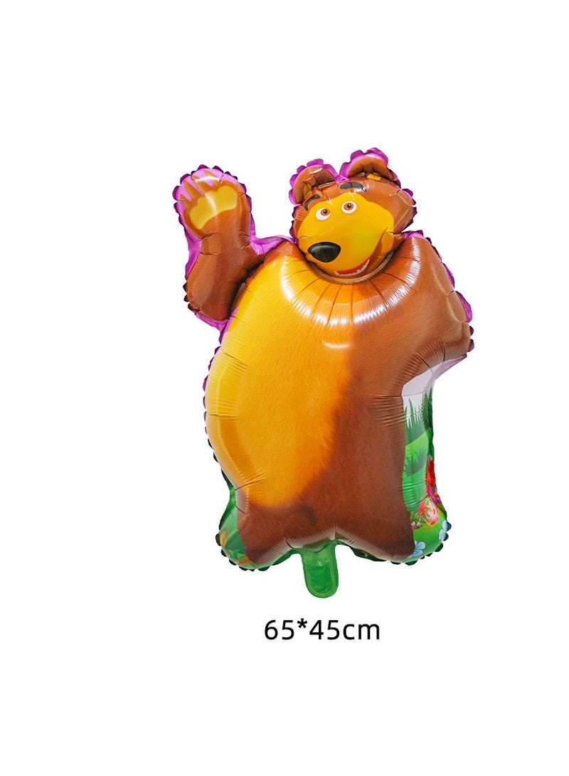 مجموعة من 8 قطع من البالونات المصنوعة من رقائق الألومنيوم لحفلات أعياد الميلاد على شكل ماشا والدب الكرتونية للأطفال لتزيين الحفلات - Image 2