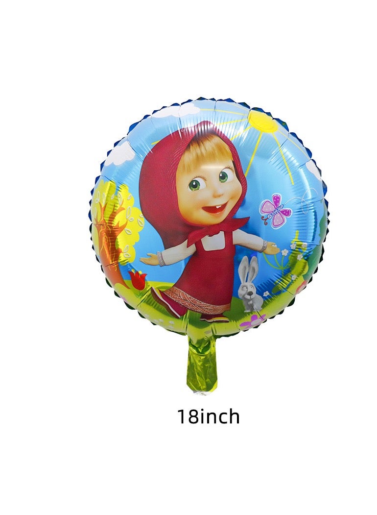 مجموعة من 8 قطع من البالونات المصنوعة من رقائق الألومنيوم لحفلات أعياد الميلاد على شكل ماشا والدب الكرتونية للأطفال لتزيين الحفلات - Image 3