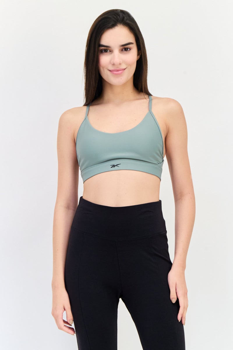 Reebok Women Sportswear Fit Brand Logo Training Bra, Dark Sage - Image 1