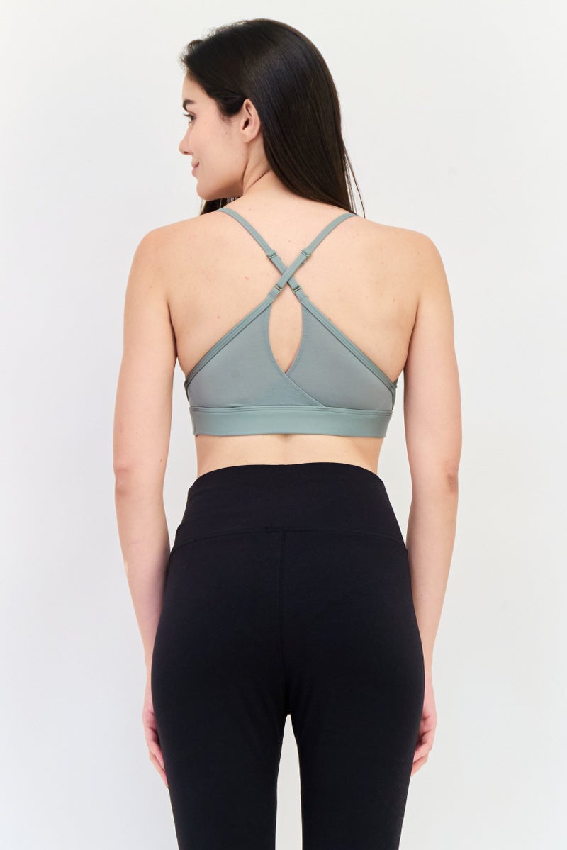 Reebok Women Sportswear Fit Brand Logo Training Bra, Dark Sage - Image 2