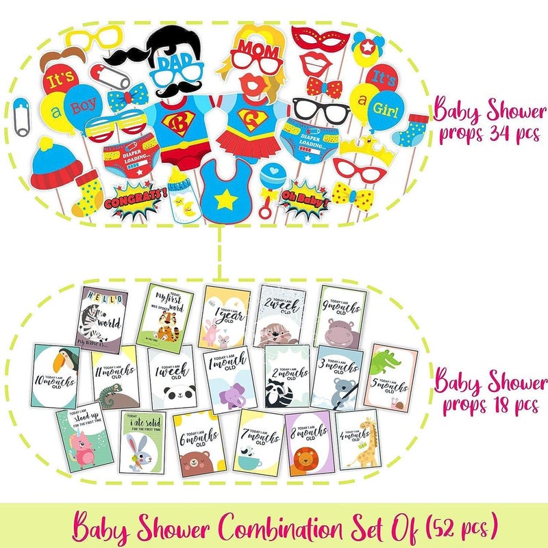 Wobbox Baby Shower Decoration Items| Baby Shower Photo Booth Props for Photoshoot, Baby Shower Milestone Card, Mom to Be Daddy to Be Decoration, Godh Bharai Decoration Kit-(FP365) - Image 2