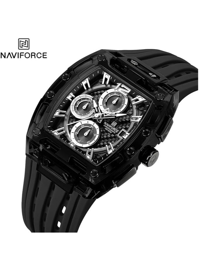 NAVIFORCE Men's Fashion Sports Rectangle Chronograph Waterproof Luminous Calendar Silicone Band Quartz Watch for Men NF7105 - Image 2