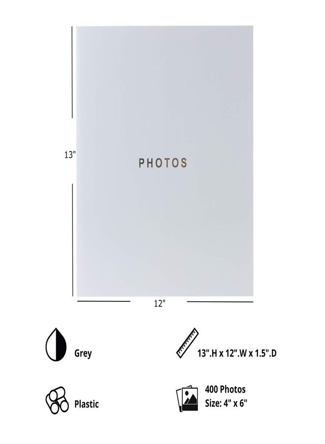 كيرا جريس ألبوم صور كييرا جريس جوسلين البسيط والكلاسيكي ذو 400 جيب، مناسب للمنزل والمكتب، مع جيب لتخزين الأقراص المدمجة، مقاس 13.19 × 12.01 × 1.5 بوصة، لعرض 400 صورة مقاس 4 × 6 بوصة، رمادي - Image 3