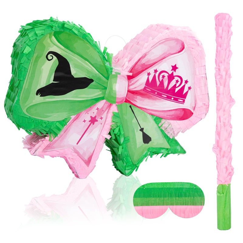 kedaijin Witch Party Favors Pink and Green Game Set Witch Pinata with Stick and Blindfold Witch and Princess Crafts Pink and Green Party Decor for Birthday Baby Shower Game Supplies - Image 3