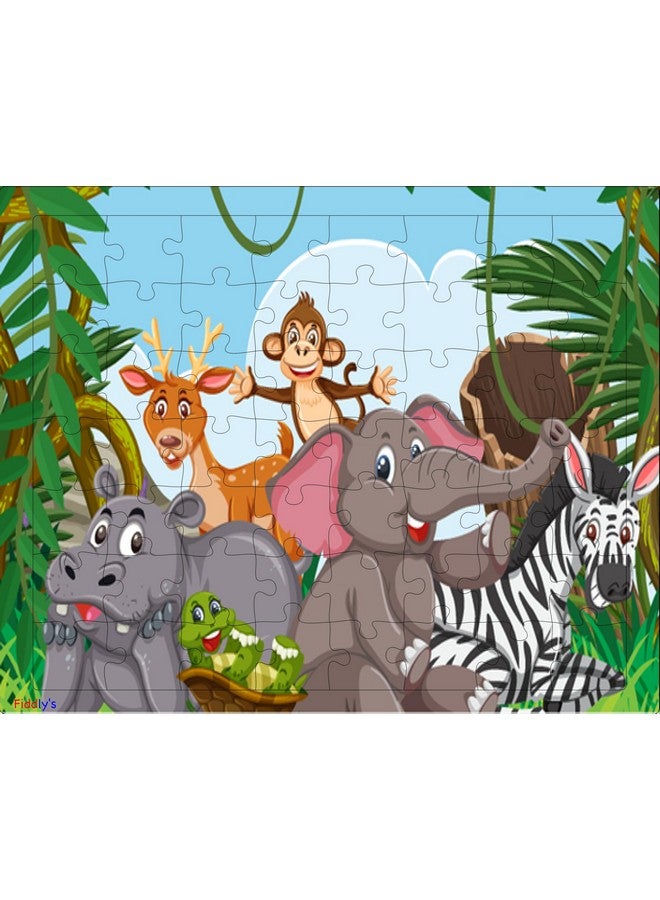 Fiddlys 54 Pcs Wood Jigsaw Puzzles For Kids & Children Age 6+ Animal World And Sea World (Cute Animals Pack Of 3) - Image 2