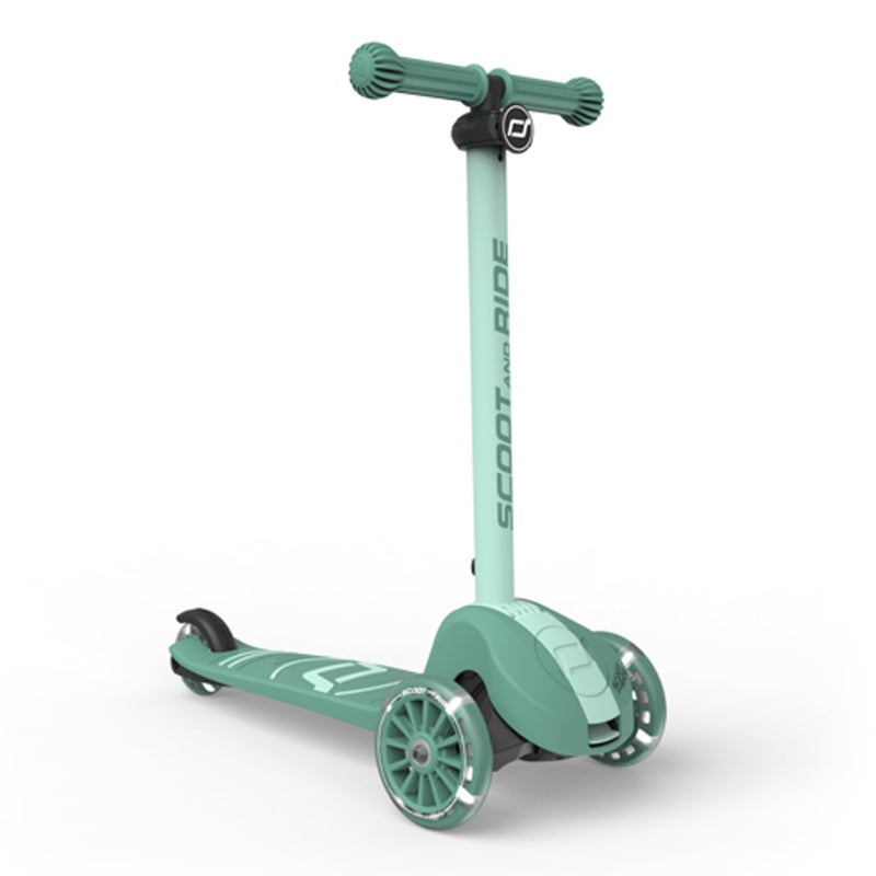 SCOOT AND RIDE Highwaykick 3S LED Forest – Adjustable 3-Wheel Kids Scooter with Light-Up Wheels, Foldable & Stable Design for Ages 3+ - Image 1