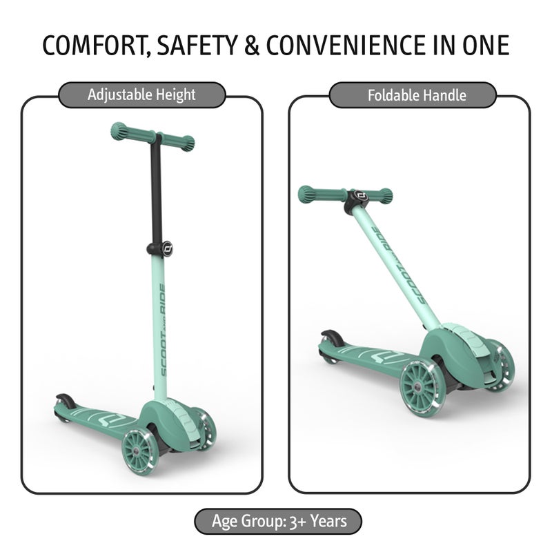 SCOOT AND RIDE Highwaykick 3S LED Forest – Adjustable 3-Wheel Kids Scooter with Light-Up Wheels, Foldable & Stable Design for Ages 3+ - Image 3