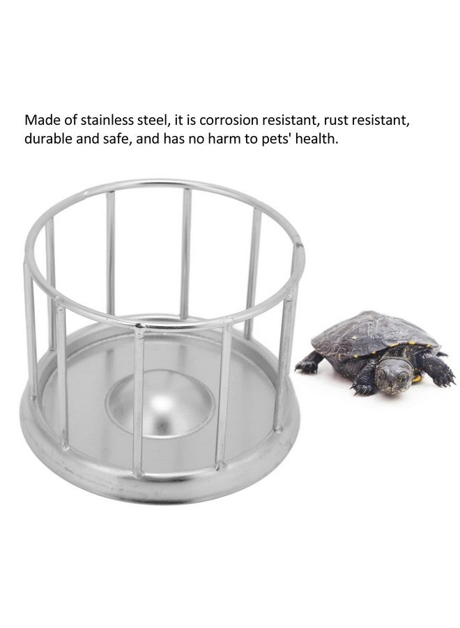 plplaaoo Reptile Food Dish,Reptile Food Bowl, Round Railing Shape Tortoise Dish Tortoise Food Water Dish Feeder Bowl, Stainless Steel Tray Dispenser, Water Tray Pet Supplies for Home Tortoise Pet Store (S) - Image 3