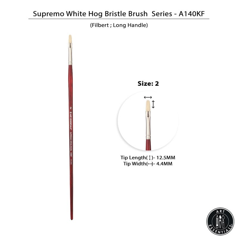 Art Essentials فرشاة آرت إسينشالز سوبرمو للشعر الأبيض للرسم بالزيت والأكريليك - السلسلة 140KF - شكل فيلبيرت - مقبض طويل - الحجم: 2، مع أقصى سعة لحفظ اللون، تدفق متساوي وثابت - Image 5