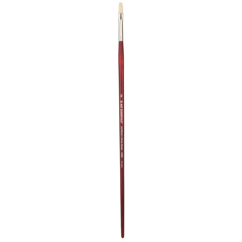 Art Essentials فرشاة آرت إسينشالز سوبرمو للشعر الأبيض للرسم بالزيت والأكريليك - السلسلة 140KF - شكل فيلبيرت - مقبض طويل - الحجم: 2، مع أقصى سعة لحفظ اللون، تدفق متساوي وثابت - Image 1
