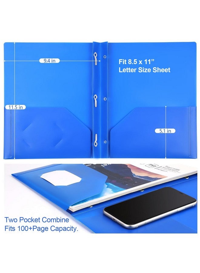 KTRIO Plastic Pocket Folders With Prongs, 5 Pack 2 Pocket Folders 3 Prong Folders, Heavy Duty Plastic Folders With Pockets And Brads, Colored Plastic Folders With Prongs For School Office, Letter Size - Image 2