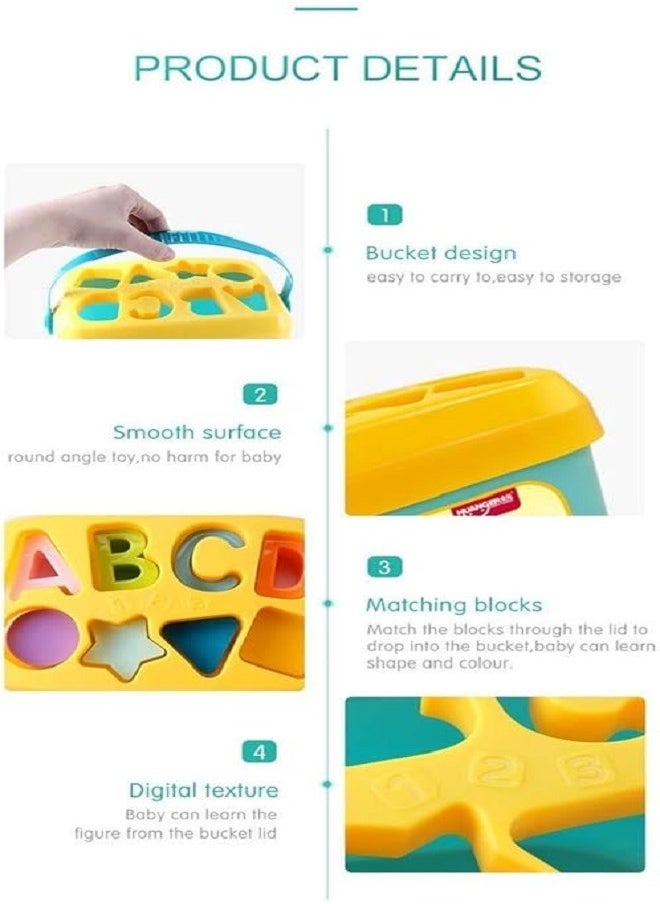 HUANGER Baby's First Blocks ,16 Blocks, ABCD Blocks, & Shapes Blocks with Basket,Toys for 18 + Months Kids for Boys & Girls, Multicolor  - Image 3