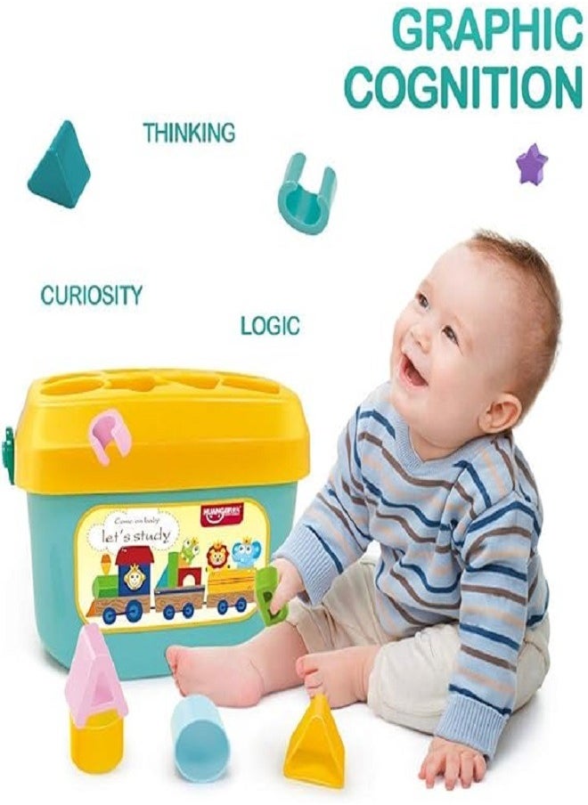 HUANGER - Baby's First Blocks ,16 Blocks, ABCD Blocks, & Shapes Blocks with Basket,Toys for 18 + Months Kids for Boys & Girls, Multicolor - Image 1