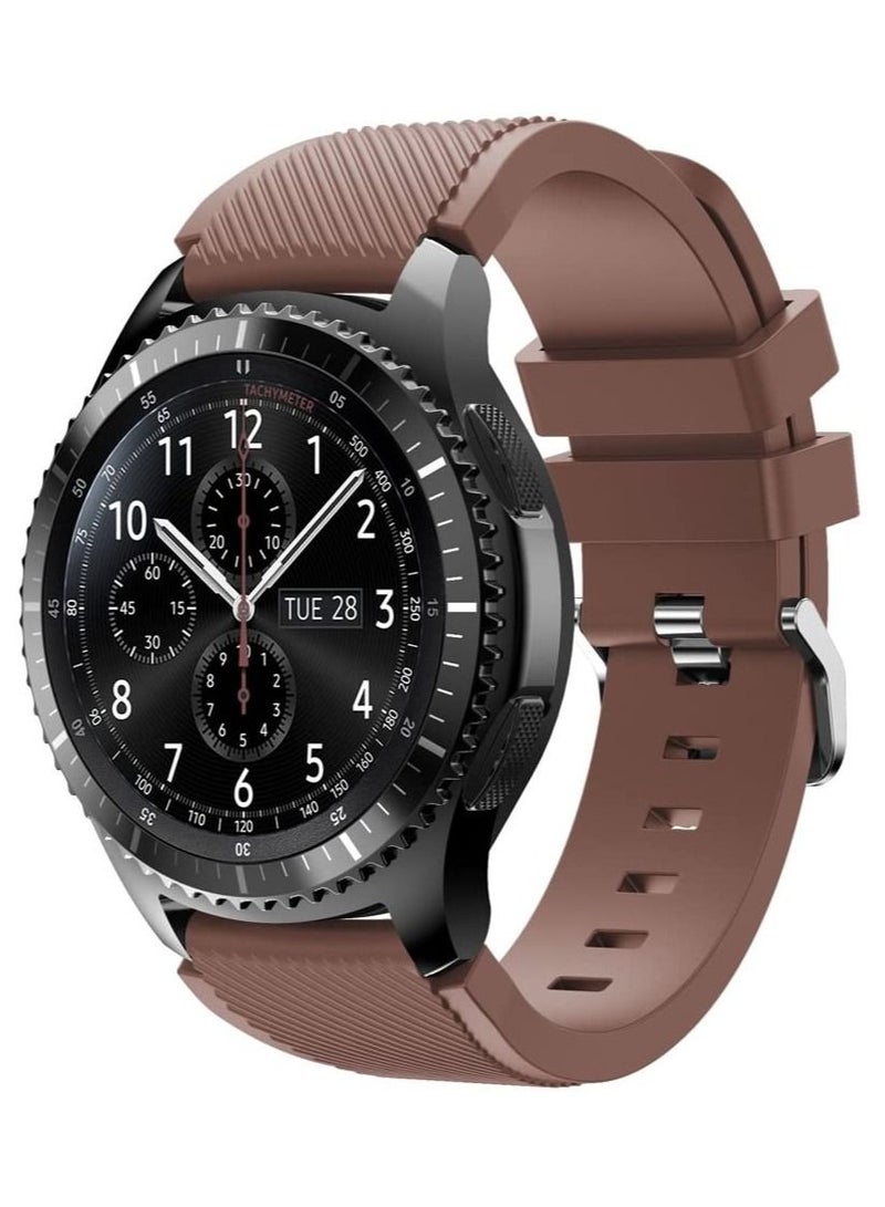 فون بلانيت Soft Silicone Watch Band Compatible With Samsung Galaxy Watch 3 46mm Gear S3 Frontier Amazfit Bip/Active Huawei watch gt 2/2E Bracelet  22mm Watch Band(Brown) - Image 1