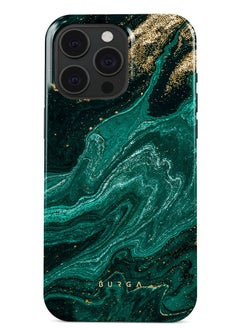 BURGA iPhone 15 Pro Case, 2 Piece Hard Shell + TPU Silicone Interior, Shock Absorption, All Port Accessible, Raised Bezel For Screen & Camera Protection, Never Fading HQ Print,  Emerald Pool  - Image 1