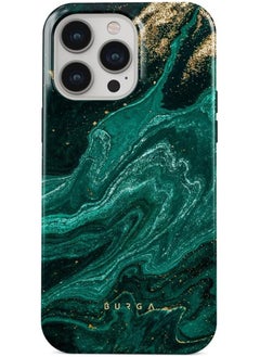 BURGA iPhone 15 Pro Case, 2 Piece Hard Shell + TPU Silicone Interior, Shock Absorption, All Port Accessible, Raised Bezel For Screen & Camera Protection, Never Fading HQ Print,  Emerald Pool  - Image 2