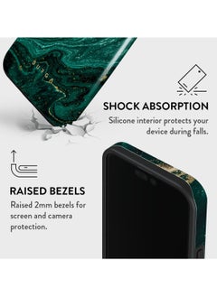 BURGA iPhone 15 Pro Case, 2 Piece Hard Shell + TPU Silicone Interior, Shock Absorption, All Port Accessible, Raised Bezel For Screen & Camera Protection, Never Fading HQ Print,  Emerald Pool  - Image 4