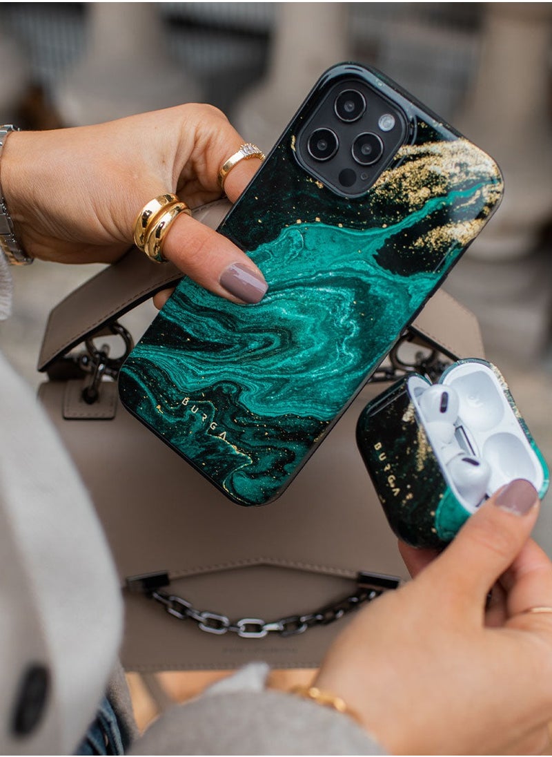 BURGA iPhone 15 Pro Case, 2 Piece Hard Shell + TPU Silicone Interior, Shock Absorption, All Port Accessible, Raised Bezel For Screen & Camera Protection, Never Fading HQ Print,  Emerald Pool  - Image 5