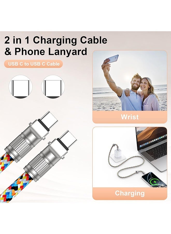 إم إكس إن كابل شحن سريع مدمج USB-C إلى USB-C، عبوتان من النايلون عالي السرعة 65 وات لنقل البيانات، حزام معصم متقاطع لهاتف iPhone 17 16 15، Samsung S25 S24 Ultra/FE، معظم حافظات الهواتف الذكية - Image 4