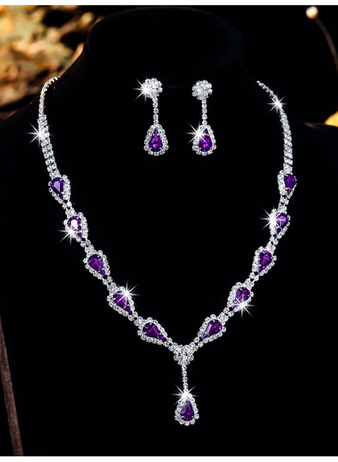 Europe And The United States Necklace Suit Earrings Jewelry Suit Banquet Dress Chain Fashion Joker Bridal Jewelry