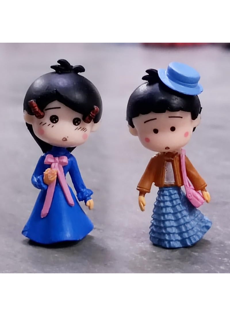 Wonderland Wonderland Set of 2 Doll Style Miniature Figurine in Blue | Miniature Couple Set 