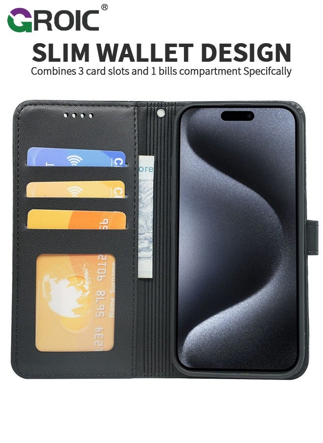 GROIC - Compatible with iPhone 16 Plus Case Wallet with Credit Card Holder, Flip Leather Magnetic Clasp Kickstand Heavy Duty Protective Cover for iPhone 16 Plus - Image 1
