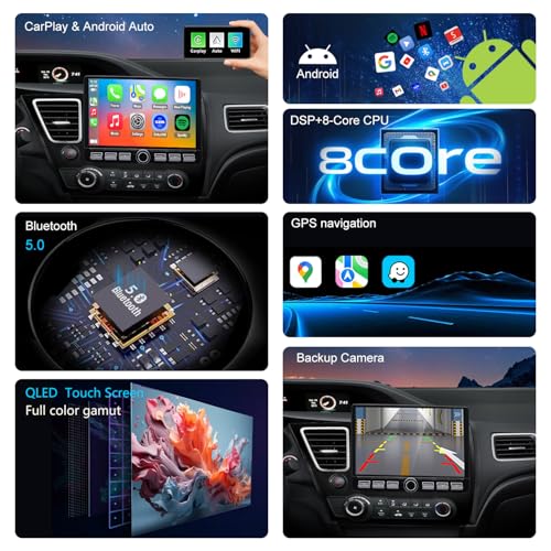 Fuosuc 4G LTE QLED Radio for Honda Civic 2013 2014 2015 Upgrade,8-Core CPU Touch Screen Stereo,Wireless CarPlay & Android Auto,Free Camera - Image 4