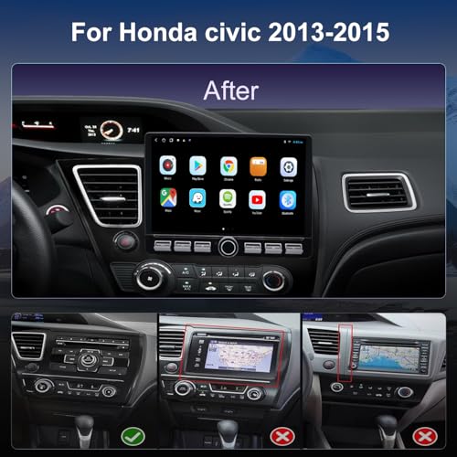 Fuosuc 4G LTE QLED Radio for Honda Civic 2013 2014 2015 Upgrade,8-Core CPU Touch Screen Stereo,Wireless CarPlay & Android Auto,Free Camera - Image 2