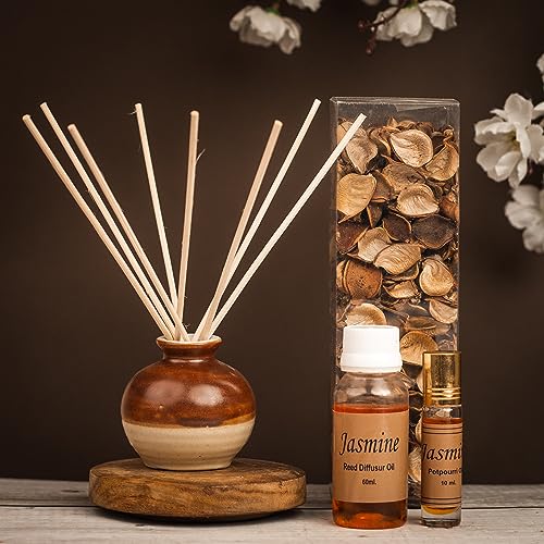 AURA DECOR AuraDecor Reed Diffuser Gift Set with Potpourri, Fragrance & Reed Oil & Reed Sticks || Air Freshner || Air Diffuser || Home Decor (Jasmine, X-Large) - Image 2