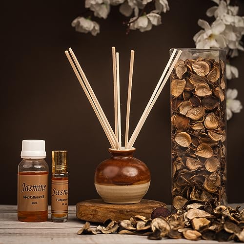 AURA DECOR AuraDecor Reed Diffuser Gift Set with Potpourri, Fragrance & Reed Oil & Reed Sticks || Air Freshner || Air Diffuser || Home Decor (Jasmine, X-Large) - Image 3