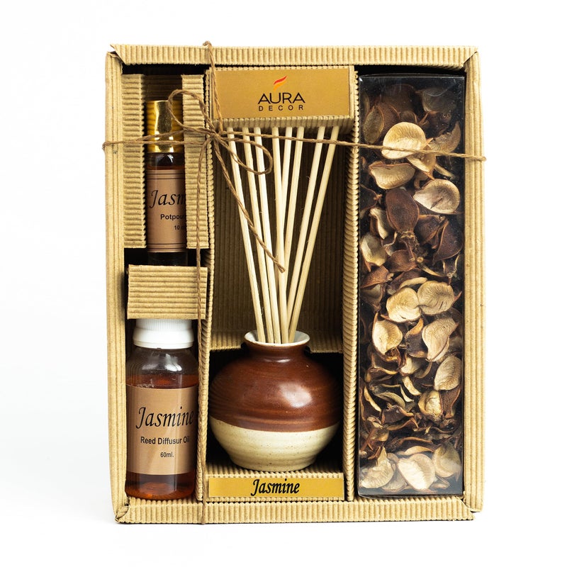 AURA DECOR AuraDecor Reed Diffuser Gift Set with Potpourri, Fragrance & Reed Oil & Reed Sticks || Air Freshner || Air Diffuser || Home Decor (Jasmine, X-Large) - Image 5