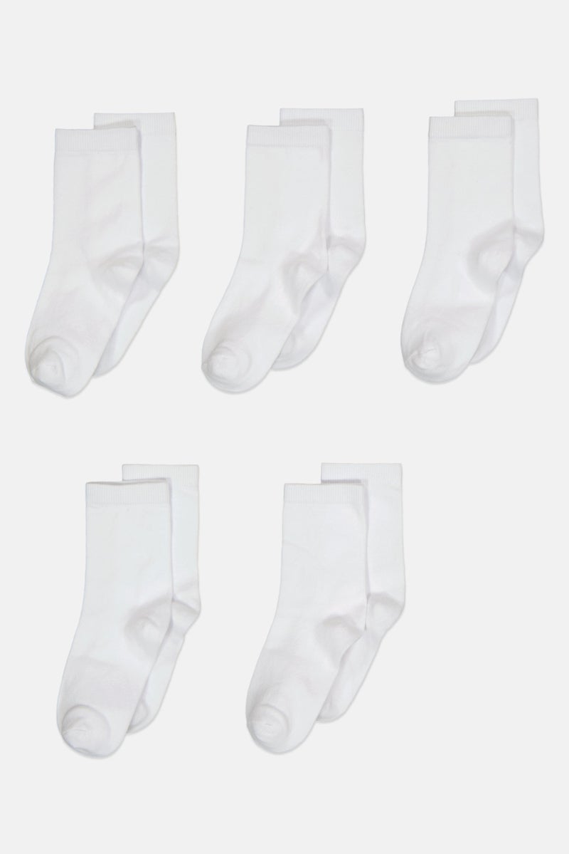 bebe Kids Girl 5 Pairs Ribbed Ankle Socks, White  - Image 3