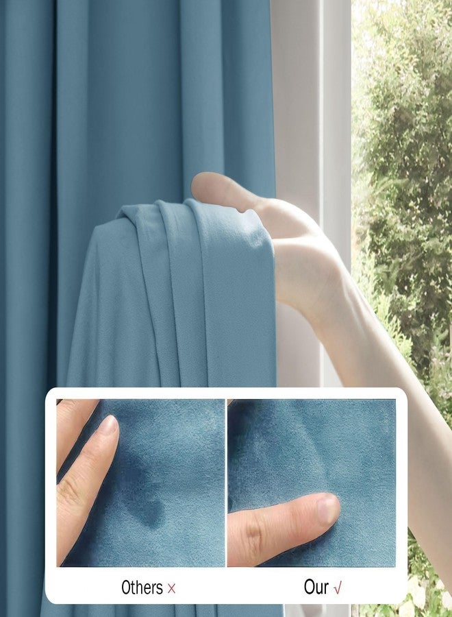 Beauoop Lake Blue Velvet Curtains 84 Inches Long 2 Panels for Bedroom Living Room Soft Luxury Room Darkening Thermal Insulated Soundproof Rod Pocket Window Treatments Drapes, 52X84 Set of 2 - Image 3