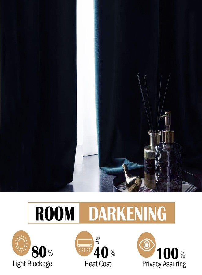 Beauoop Lake Blue Velvet Curtains 84 Inches Long 2 Panels for Bedroom Living Room Soft Luxury Room Darkening Thermal Insulated Soundproof Rod Pocket Window Treatments Drapes, 52X84 Set of 2 - Image 4