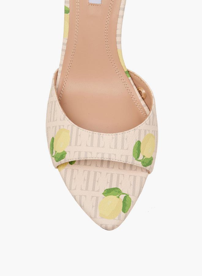 ELLE Women Lemon Print Stiletto Heel Sandals - Image 4