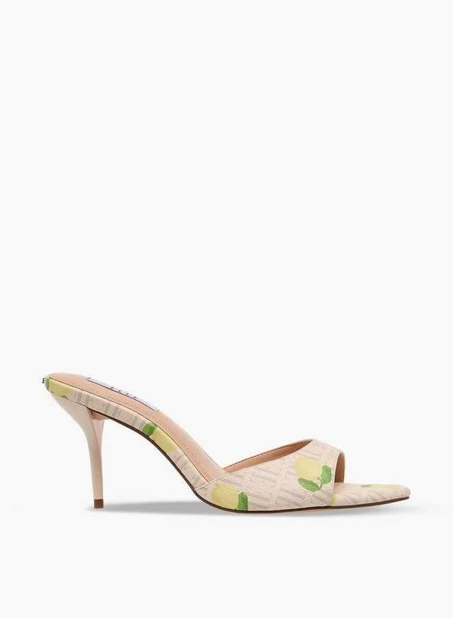 ELLE Women Lemon Print Stiletto Heel Sandals