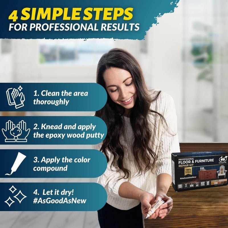 Coconix Floor & Furniture Repair Kit | Fix Scratches, Scuffs, and Dents on Hardwood Floors, Furniture, and Laminate Surfaces | Easy Application with Kneadable Putty - Image 5