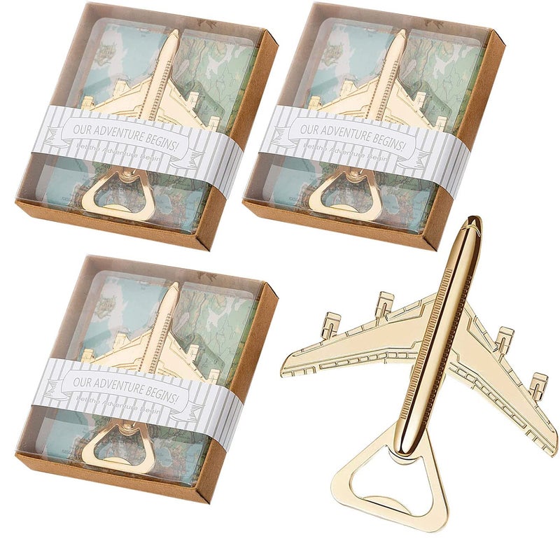VZCBZC 40PCS Airplane Bottle Opener for Wedding Favors Air Plane Travel Beer Bottle Openers for GuestsParty Souvenirs or DecorationsGold - Image 2