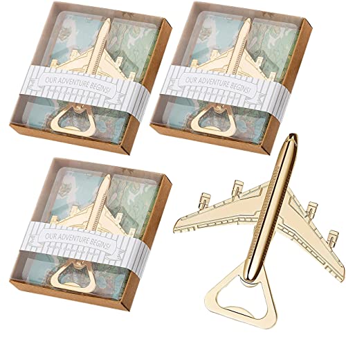 VZCBZC 40PCS Airplane Bottle Opener for Wedding Favors Air Plane Travel Beer Bottle Openers for GuestsParty Souvenirs or DecorationsGold - Image 1