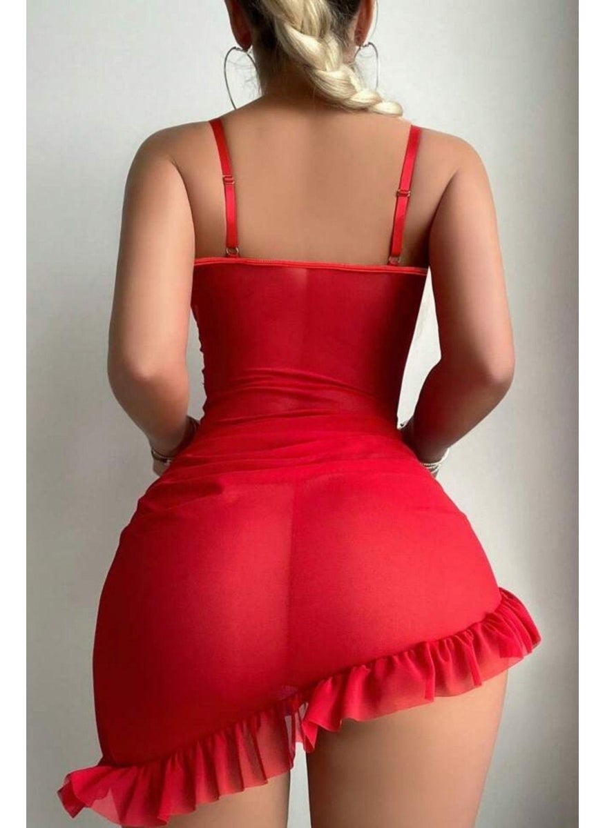 Bella Notte 2 Piece Underwire Ruffle Lace Tulle Nightgown  - Image 4