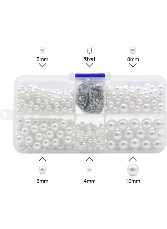 Generic - Pearl Handmade Setting Machine, Beads Rivet Fixing Machine with 5 Sizes of Round Pearl Beads Rivet Studs for Hats/Shoes/Clothes/Bags/Skirts - Image 1