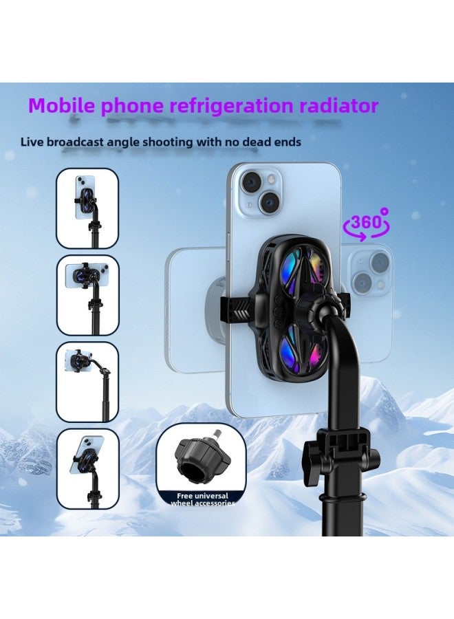 Loquat 2024 Live Broadcast Auxiliary Three Windshield Switchable Dual-core Dual-fan Semiconductor Refrigeration Mobile Phone Radiator-Color:K12 Black  - Image 4