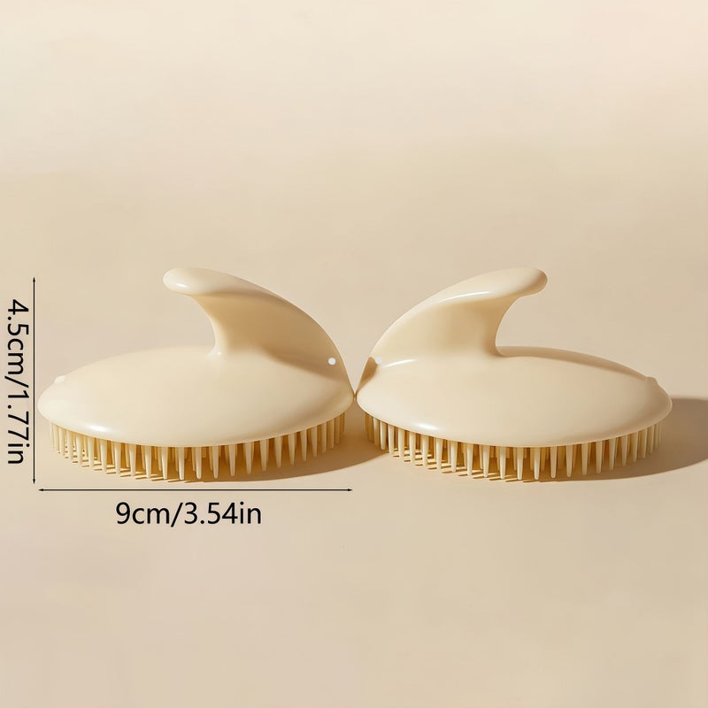 Beige 2pcs Scalp Massager Shampoo Brush for Nail Protection Home Hair Washing Tool Deep Cleansing Soft Bristles Wet Dry Use - Image 3